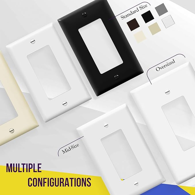 ENERLITES Double Decorator Switch Cover, Two Outlet Wall Plate, Oversized 2-Gang 5.50" x 5.50", Unbreakable Polycarbonate Thermoplastic, UL Listed, 8832O-W, White