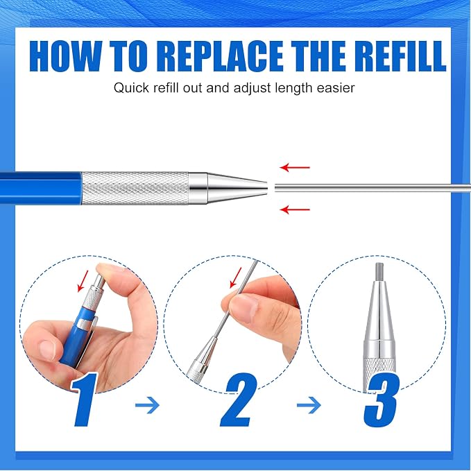 Gersoniel 2 Pcs Welders Pencil with 48 PCS Round Refills Mechanical Pencils Metal Welding Marker for Tube Pipe Fitter Welder Steel Construction Woodworking (Red, Silver, Yellow)