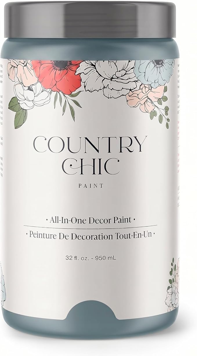 Country Chic All-in-One Chalk Paint for Furniture, Cabinets, Home Decor, Eco-Friendly, Matte Finish, Built-In Primer & Top Coat for Wood, Metal - Nightfall (Blue) - Quart 32 oz (950 ml)