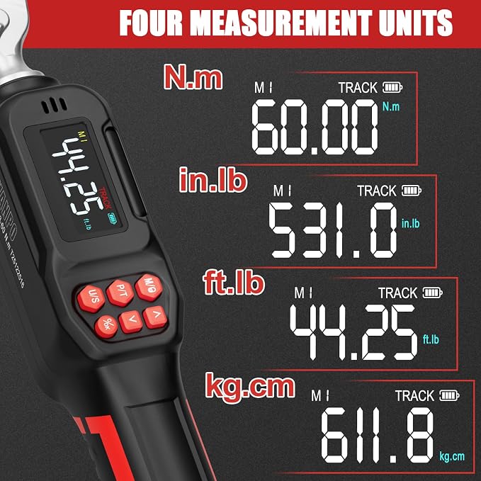 VANPO Spark Plug Socket Set with Digital Torque Wrench 3/8, 2.2-44.2 ft.lb | 3-60 N.m, ±2% Accuracy, Spark Plug Wrench with LED Buzzer Alert, Ideal for Motorcycle & Engine Repair