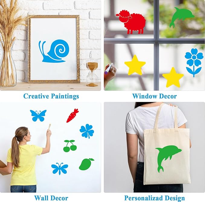 36pcs Drawing Stencils for 8 Inch Sidewalk Chalk Stencils Painting Large Washable Reusable Themed Shape Template