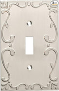 Franklin Brass Classic Lace (3-Pack) Decorative Light Switch Cover Wall Plate Brushed Nickel 1-Gang Wall Plate Switch/Toggle Plate Guards Electrical Outlet Covers W35070V-SN-C