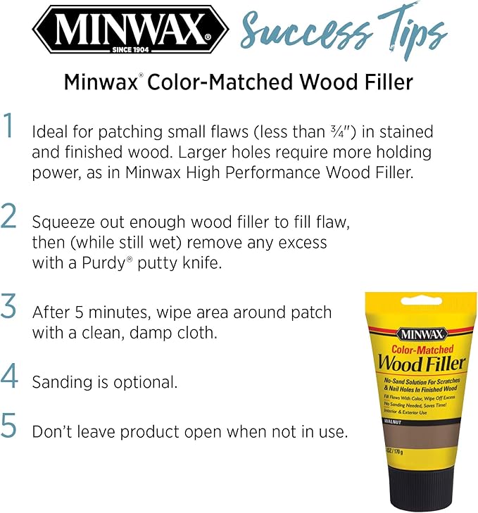 Minwax Color-Matched Wood Filler, Golden Oak, 6 oz