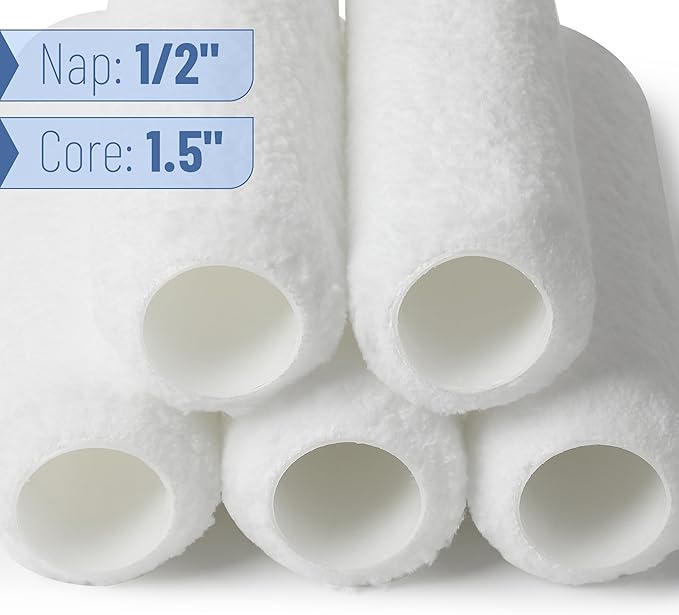 Bates- Paint Roller Covers, 9", 5 Pack, White, Covers for Paint Rollers 9 Inch, 9 Inch Paint Roller Covers, Paint Roller Cover, Paint Roller Covers 9 Inch, Large Paint Roller Covers