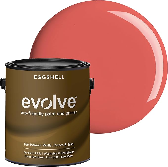 EVOLVE Interior Paint & Primer, Eggshell (Raspberry), 1 Gallon – One-Coat Coverage, Excellent Hide, Low VOC, Low Odor, Washable Paint for Walls, Doors & Trim