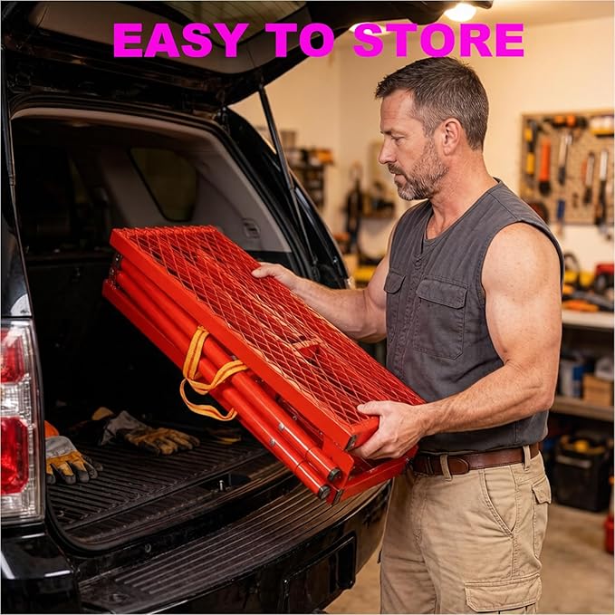 900LBS Foldable Work Platform Scaffolding, Portable Scaffolding Ladder with 5-Level 34"-53" Height Adjustable Welded Steel Work Platform, Multi-Purpose Scaffold Ladder for Painting, Wiring, Home Decor