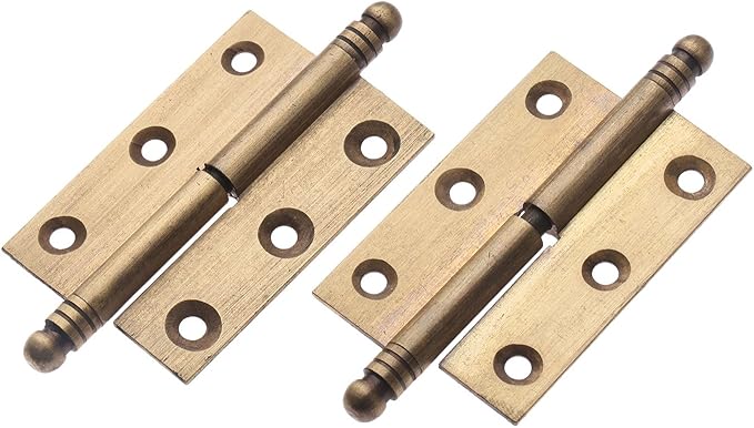 dophee 2pcs Vintage Industrial Style Folding Butt Hinges with Screws for Cupboard Cabinet Door Wardrobe Wooden Boxes Cases Furniture Hardware, Antique Brass, 2.83"x1.97"x1.34"
