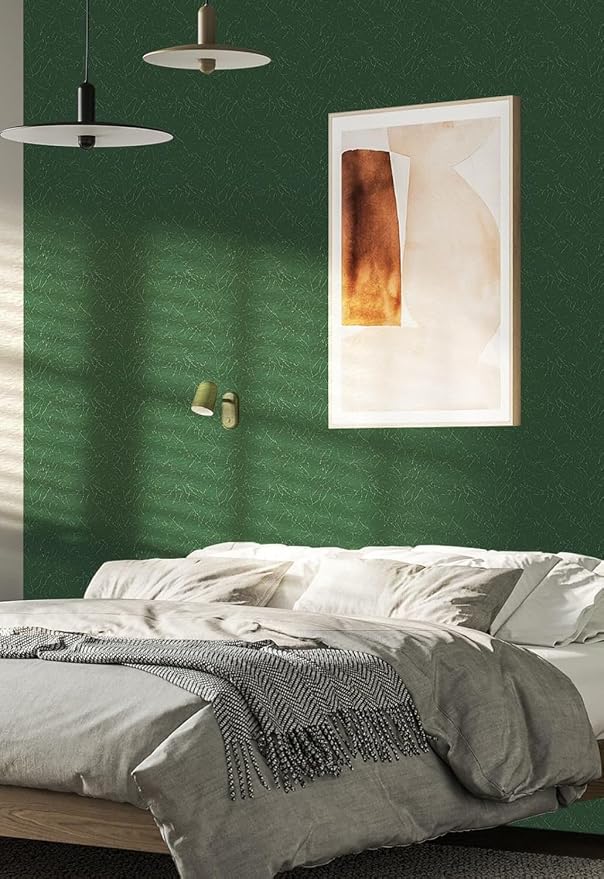 Dark Green Peel and Stick Wallpaper Removable Silk Texture Contact Paper | 15.7" X 984.2" Self Adhesive Vintage Embossed Stick on Wallpaper Home Decorativon for Wall Shelf Liner Paper