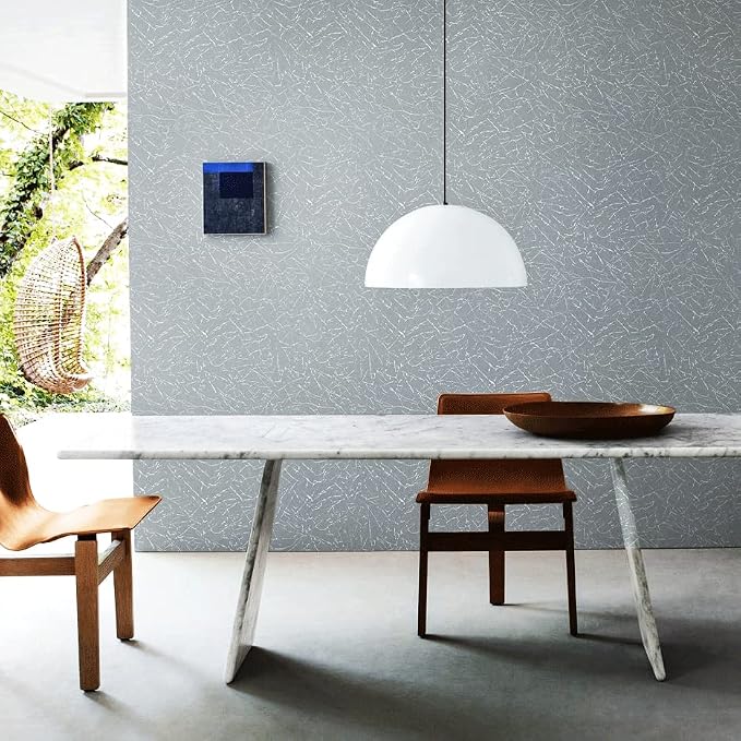 Cohoo Home Gray Peel and Stick Wallpaper Grey Silk Contact Paper for Cabinets and Drawers Silver Textured Self Adhesive Removable Wallpaper Bathroom Bedroom Waterproof Wall Covering 15.7inL 393inW