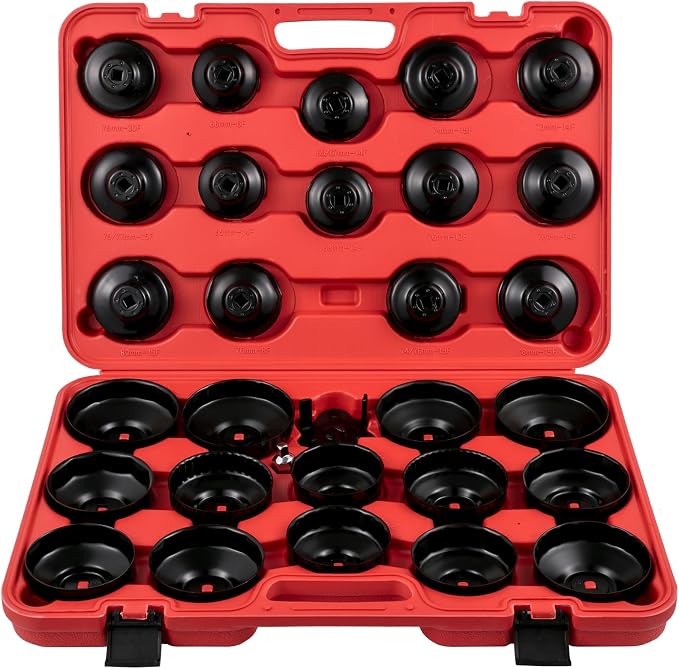 VEVOR Oil Filter Socket Set, 30 Pcs, Steel, Black, 3-Jam Wrench