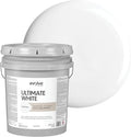 EVOLVE Ultimate White Paint & Primer in One, Eggshell White, 5 Gallon – Interior & Exterior, One-Coat Coverage, Excellent Hide, Low Odor, Low VOC, Washable Paint for Walls, Ceilings & Trim