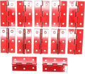 XMHF Cabinet Gate Closet Door Hinges 2.4"x1.5" Home Furniture Hardware Folding Butt Hinges Red with Mounting Screws Pack of 12
