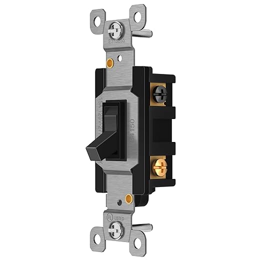 ENERLITES 4-Way Toggle Light Switch, Four Way, Side Wiring, Copper Wire Only, Grounding Screw, Residential Grade, 15A 125VAC 60Hz, UL Listed, 84150-BK, Black