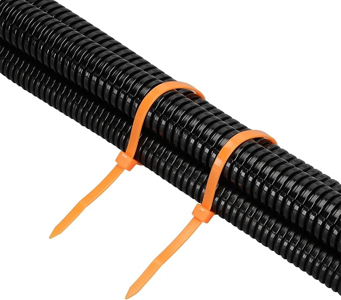 7" Polypropylene Zip Ties,PP Zip Ties,Orange Acid and Alkali Resistant Plastic Cable Tie used for Aquaculture,Floating Solar Panels,Marine Applications (Pack of 100)