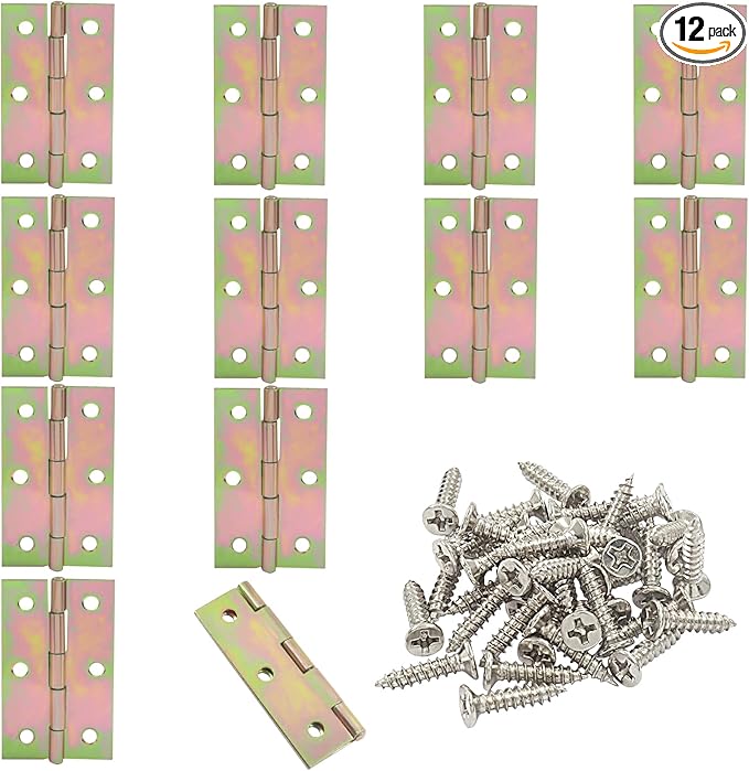 Murtenze 12 Pack 2.5 Inch Door Hinge, Colorful Butt Hinge Ball Bearing Window Outdoor Hinges with Mounting Screws
