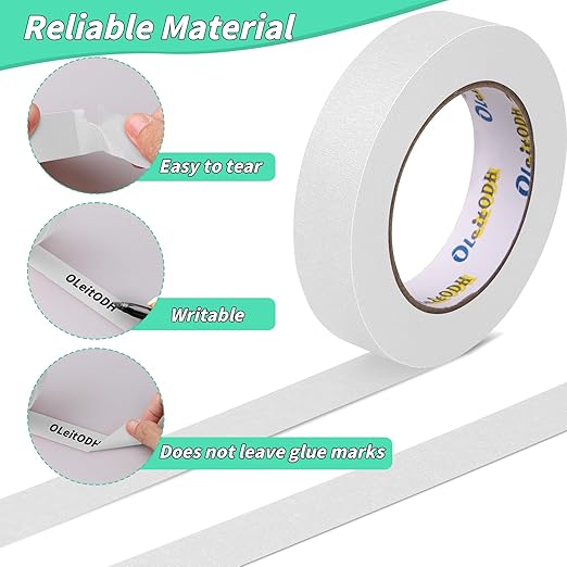 Oleitodh 12 Rolls White Painters Tape Bulk 2 inch x 660 Yards, Painters Masking Tape No Residue Wall Painting Tape Artist Tape Trim Edge Finishing Tape for Wall Painting Decoration DIY Supplies