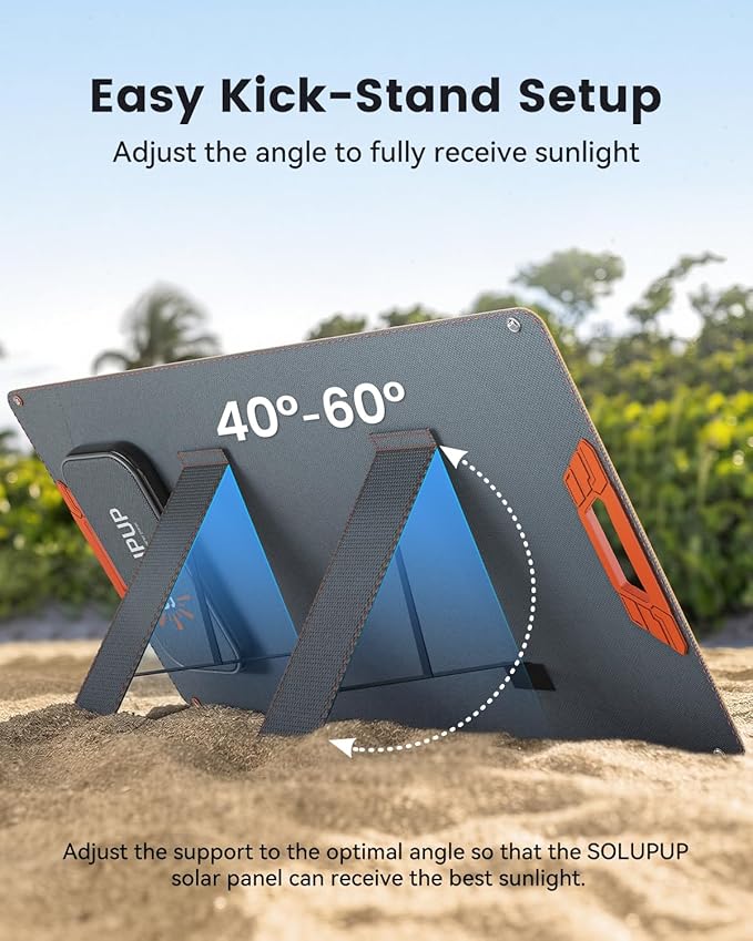 SOLUPUP 100W Portable Solar Panel for Power Station, 23.5% High Efficiency Foldable Solar Charger with DC/XT60/Anderson Cable, QC3.0 USB Outputs, IP65 Waterproof for Outdoor Camping RV Off-Grid