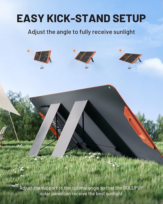 SOLUPUP 60W Portable Solar Panel Charger, 23.5% High Efficiency Foldable Solar Panels for Power Station, IP65 Waterproof Solar Charger with QC3.0 USB-A & USB-C Outputs for Outdoor Camping RV Trip