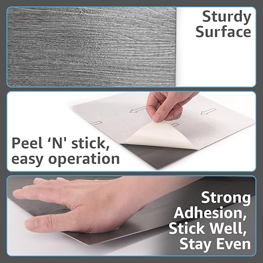 Art3d Peel and Stick Vinyl Floor Tiles 30-Pack 12 x 12 inch, Self Adhesive Waterproof Flooring Wood Planks for Kitchen, Dining Room, Bedrooms, Cover 30 Sq.Ft, Grey Oak