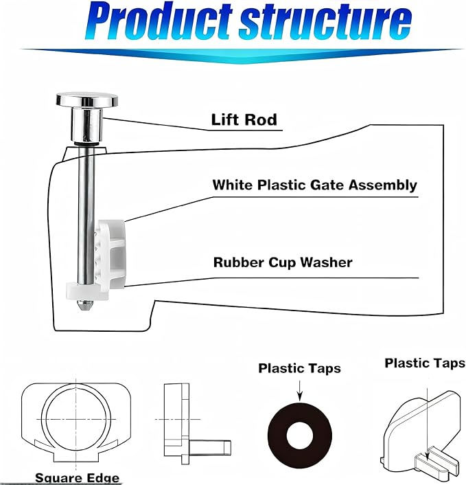 2 Set Universal Tub Spout Diverter Repair Kit - Bathroom Shower Bathtub Leaky Faucet Replacement Parts, Includes 2 Diverter Valve Stems, 2 Gates, 2 Cup Seals, Chrome Classic