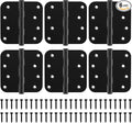 KOLET Ball Bearing Door Hinges, 4 x 4 Inches Black Door Hinges, Heavy Duty Stainless Steel Hinges, 5/8'' Radius Corner, Smooth and Quiet, Non Removable Pin, Matte Black, 6 Pack