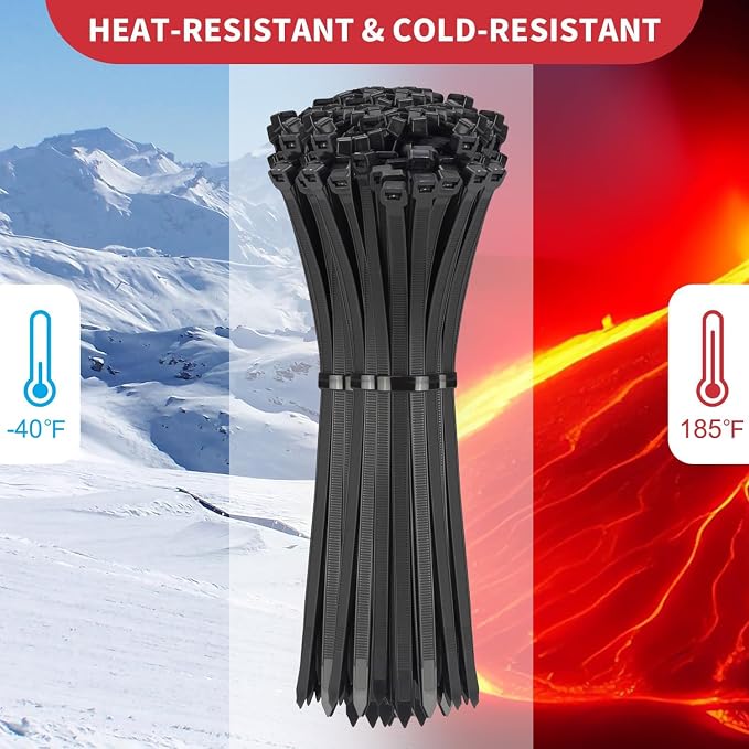 BethTie 14 Inch Black Zip Ties Heavy Duty 500 Pcs, 220 LBS Long Cable Ties | UV Resistant Big Zip Ties, Weatherproof, Extra Long Zip Ties, Self-Locking Cable Ties for Indoor and Outdoor Use