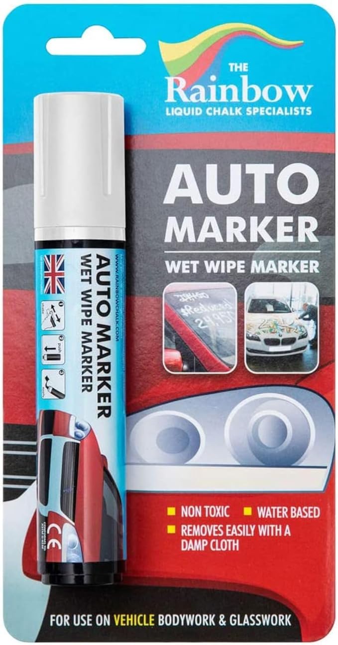 Window Markers for Glass Washable Car Window Paint Pen- Dry Erase Liquid Chalk Marker Car Decorations on All Surfaces, Tire, Windshield - Auto Marker, Autowriter, Rain Resistant (White, Jumbo Tip)