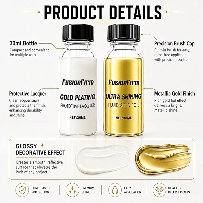 Liquid Leaf Paint - Alcohol-Based Airbrush Paint - High Gloss Finish Gold 1 Fl Oz