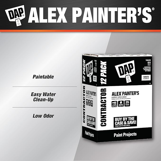 DAP Alex Painter's Acrylic Latex Caulk, White, 10.1 fl oz, 18670