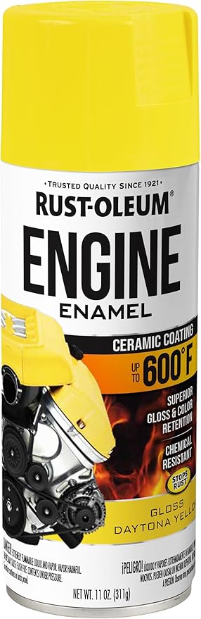 Rust-Oleum 366434 Engine Enamel Spray Paint, 11 oz, Gloss Yellow