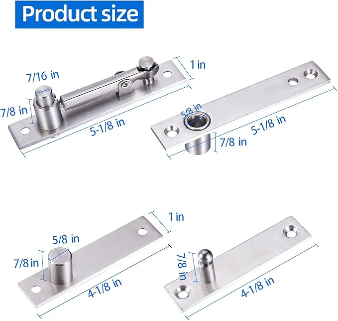 2 Pack | Heavy Duty Pivot Hinge for Wood Door - HBL' Stainless Steel Hidden Door Hinge for Secret Door, with 360 Degree Rotation, Invisible Pivot Door Hardware for Bookshelf.