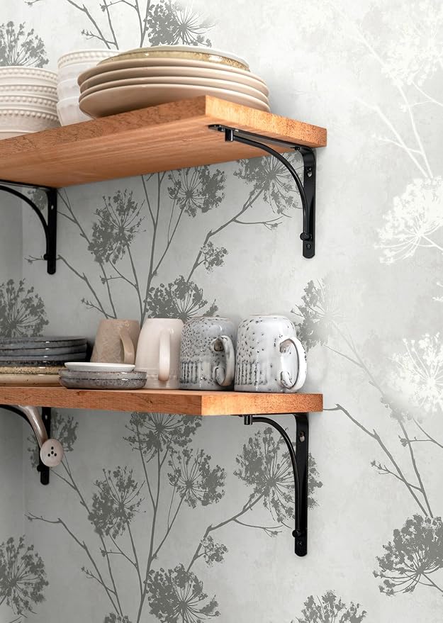 NextWall Harry & Grace Dandelion Floral Peel and Stick Wallpaper (Metallic Silver)