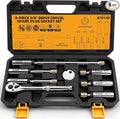 8-Piece 3/8" Drive Magnetic Swivel Spark Plug Socket Set, 5/8", 9/16", 14mm, 16mm, Include Ratchet Handle & Spark Plug Gapper, 6 & 12 Point CR-V Spark Plug Removal Tool