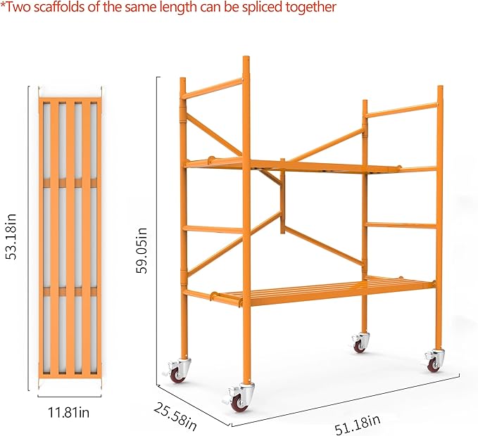 Rolling Scaffold Platform with Locking Wheels, 800 LBS Capacity Heavy Duty Baker Style Scaffolding for Construction, Building Renovation, Roofing, Painting