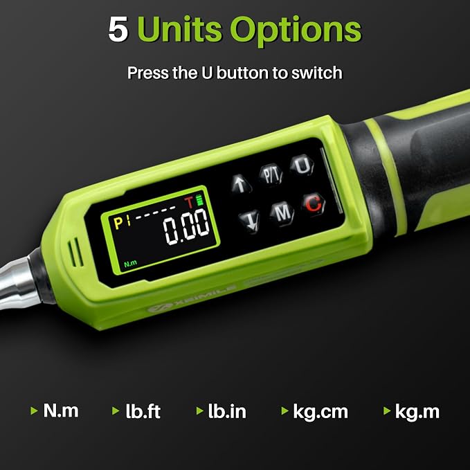 3/8" Digital Torque Wrench-0.66-44.2Ft.Lb for Bike Motocycle Repair | Electronic Torque Wrench 3/8 Drive(0.9-60 N.m), Vibration Buzzer LED Indicator,±2% Acc. Five Units for Precision Parts Engine