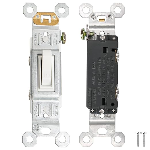 Baomain 2-Pack 15 Amp Toggle Light Switch, Single Pole, Residential/Commercial Grade, On/Off Switch, Glossy White, UL Certified