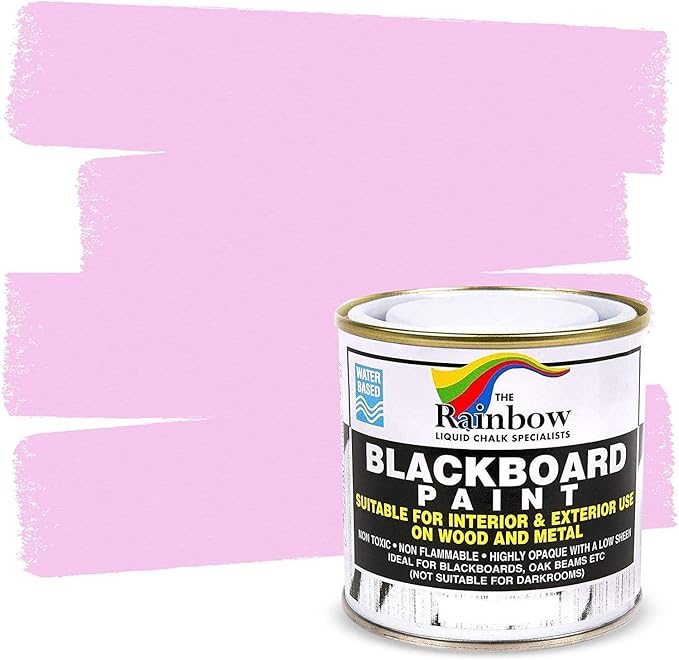 Chalkboard Blackboard Paint - Brush on Wood, Metal, Glass, Wall, Plaster Boards Sign, Frame or Any Surface. Use with Chalk Pen Wet Erase, Non-Toxic - Matte Finish [Pink] - (8.5oz Cover 32 sf)