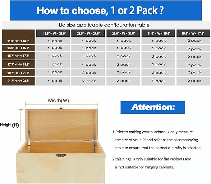 2 Pack | Toys Box Hinges Soft Close - HBL’ Lid Support Chest Hinges for Wooden Toy Box, Cedar, Storage Trunk & Benches, Made of Zinc Alloy, Safety & Heavy Duty.