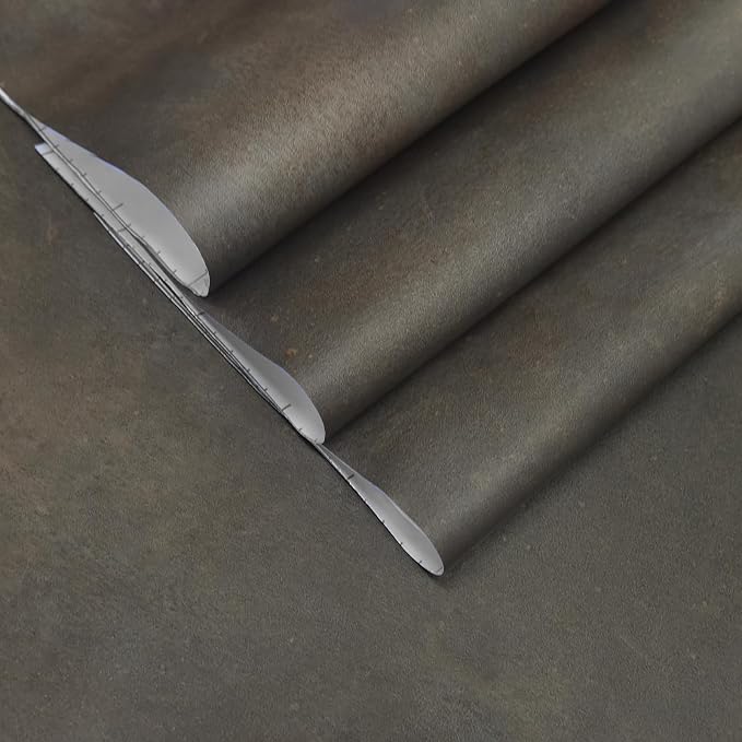 JSEVEM 31"×354" Large Size Extra Thick Wide Dark Brown Tan Grey Rusty Concrete Wallpaper Peel and Stick Metallic Concrete Contact Paper Vinyl Wrap Tile Stickers for Bedroom Bathroom Office Room Walls