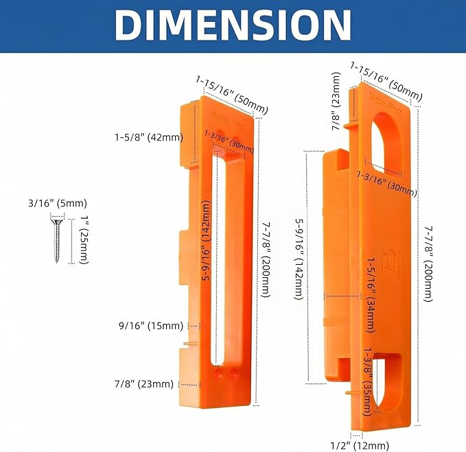 TamBee Hidden Hinge Template Invisible Hinge Router Guide Template for TamBee Hidden Door Hinge Installation Kit, Lightweight & Reusable Design（7 inch）
