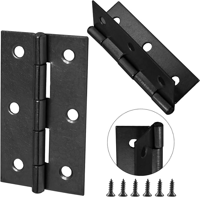 Murtenze 12 Pack 2.5 Inch Door Hinge Cabinet Hinge,Black Butt Hinges Ball Bearing Window Outdoor Hinges with Mounting Screws