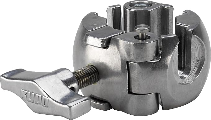 Kupo 3-Way Clamp for 1.0"–1.4" Tubes, All Metal Cast Aluminum Clamp with Spring Locking Mechanism for Lighting and Accessory Mounting, Silver (KG900412)
