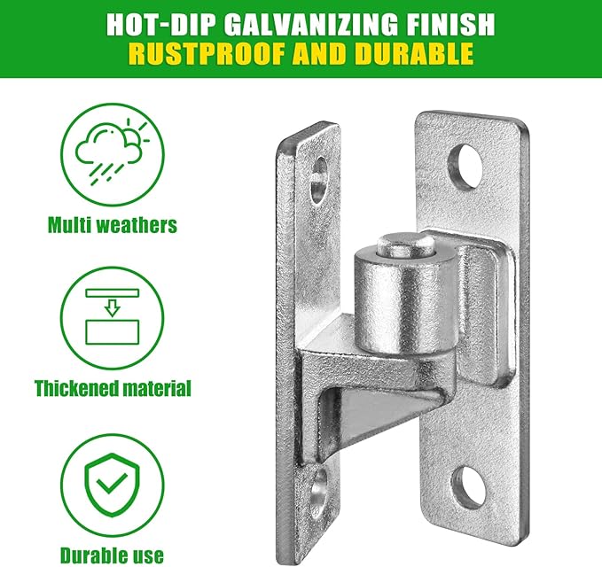 Heavy Duty 4.9" Gate Hinges, Steel Hinges with Electroplated Coating, 2‑Pack Wall‑Mount Female & Male Hinges for Fences & Farm Gates, 600 lbs Capacity