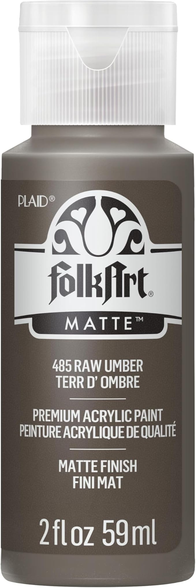 FolkArt Acrylic Paint in Assorted Colors (2 oz), 485, Raw Umber