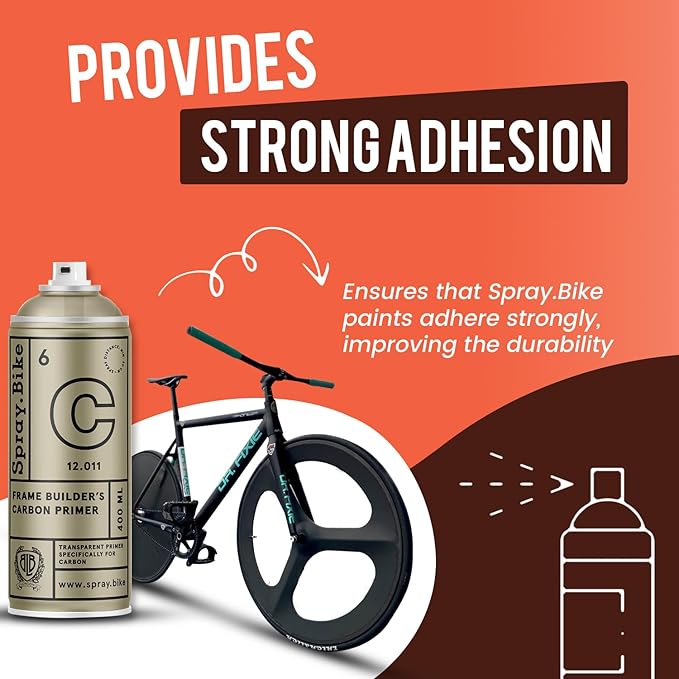Spray.Bike Frame Builder's Carbon Primer | Clear Spray Primer for Carbon Fiber & Resin Composite Bike Frames | Spray Paint for Bike Painting | Superior Coverage, Super Grip, Quick Dry | 400ml, Clear