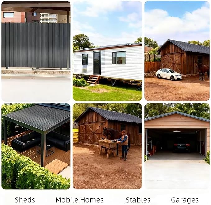 Metal Roofing Panels, L45.2×W17.72 Inch Corrugated Galvanized Steel Metal Roof Panels with Screws, Waterproof Pergola Roof Panels for Gazebo, Shed, Patio, Garage, Outdoor Storage,18 Pcs Gray