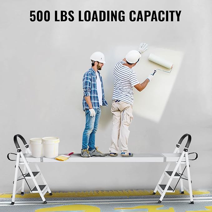 VEVOR Aluminum Telescoping Work Plank, 9-15FT, 500lbs Capacity, 12.5 inch Width, Scaffolding Plank with Skid-Proof Platform Scaffold Ladder Accessory