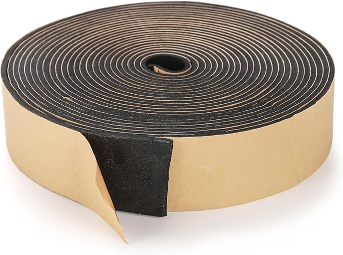 Jucoan 99 Feet Weather Stripping Foam Seal Tape, 2 Inch Wide x 1/8 Inch Thick Self Adhesive Foam Insulation Tape Weatherstrip Soundproof Tape for Pipe, Window Door Air Conditioner Seal, 3 Rolls