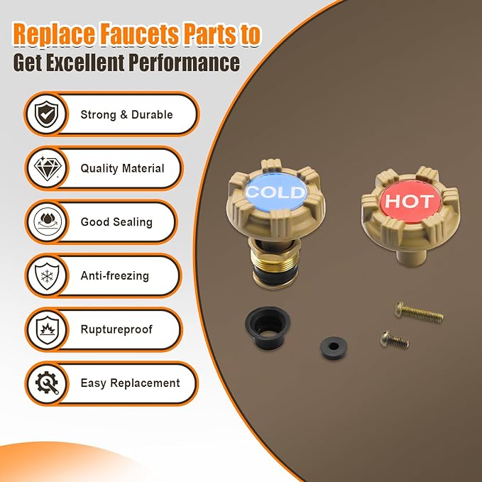 RK-22MH Outdoor Faucet Repair Kit for Woodford Model 22 Outside Faucets Parts Include Wheel Metal Handle Screws Packing Nut Washer Valve Seat Rubber, 18PCS Set