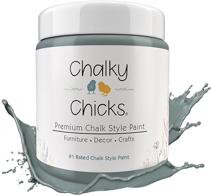 Chalky Chicks 16 Fl Oz Matte Sea Glass (Light Blue) Chalk Paint for Furniture Without Sanding - No Prep Furniture Paint No Sanding All in One for Crafts, Walls, Cabinet, Metal, Dresser, Farmhouse